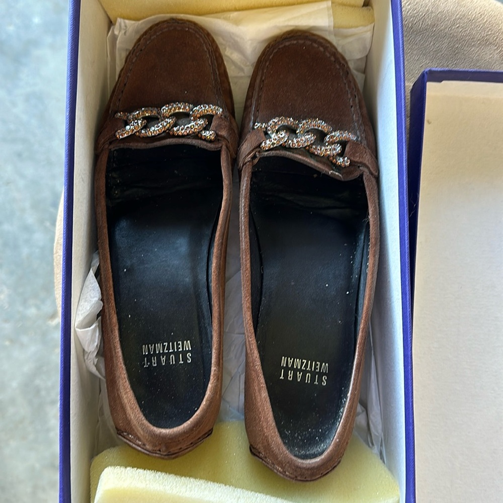 Stuart weitzman size 6.5 brown suede loafers